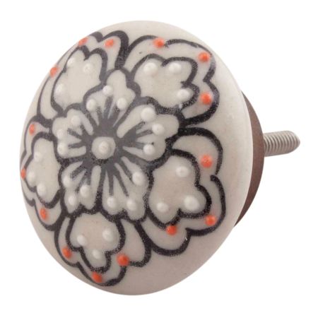 Black With Pink Dotted Ceramic Flat Cabinet Knobs